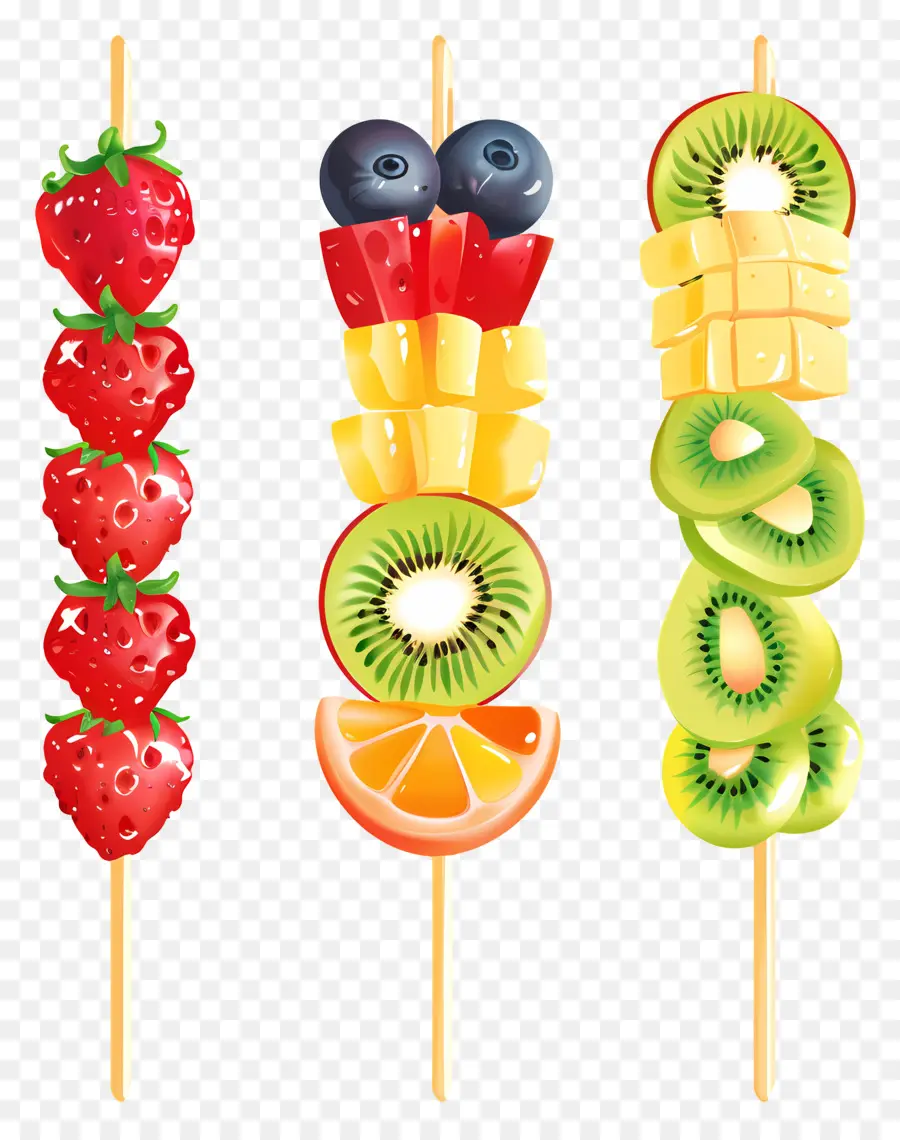 Brochetas De Fruta，Melón PNG