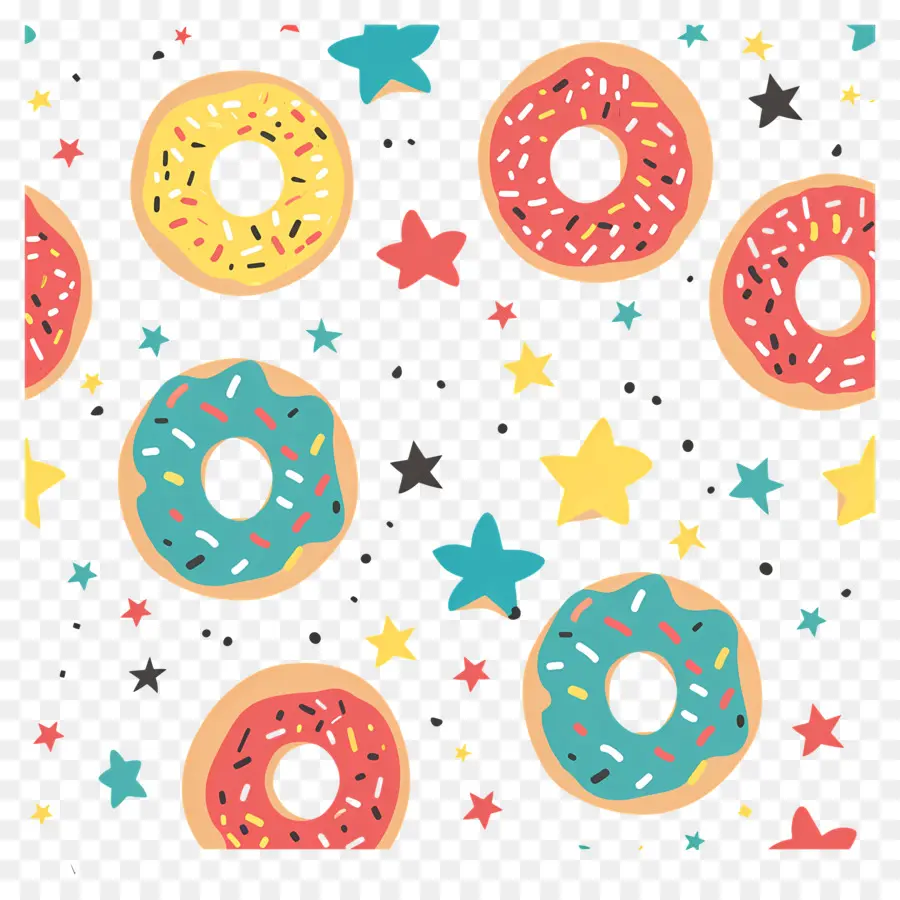 Donas Y Estrellas，Donas Coloridas PNG