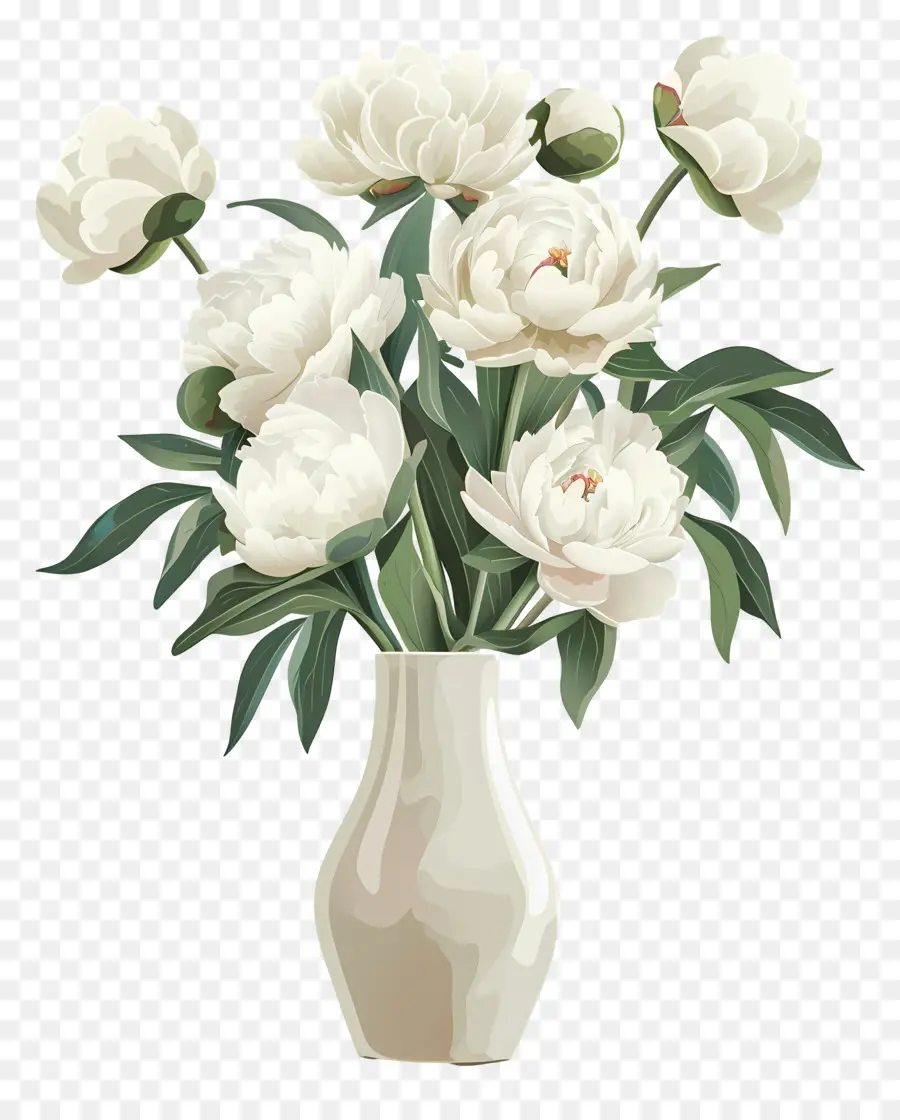 Blanco Peonías，Florero PNG