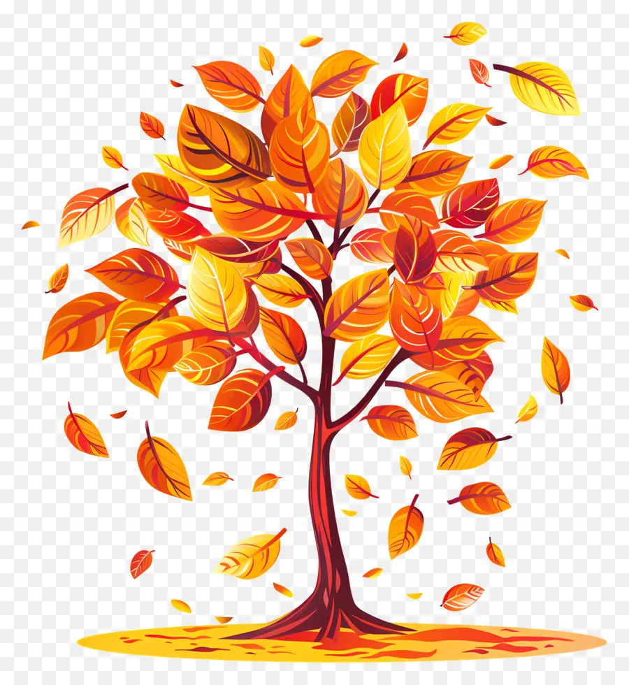 árbol De Otoño，La Caída De Las Hojas PNG