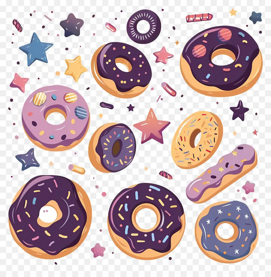 Donas Y Estrellas，Donuts PNG