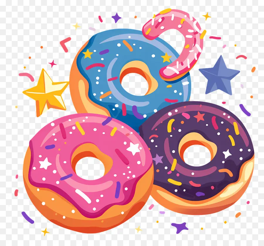 Donas Y Estrellas，Esmerilado Donuts PNG