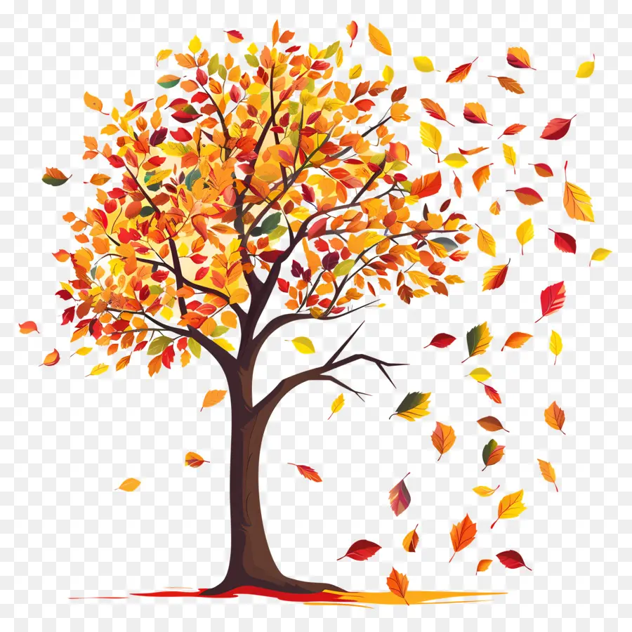 árbol De Otoño，La Caída De Las Hojas PNG