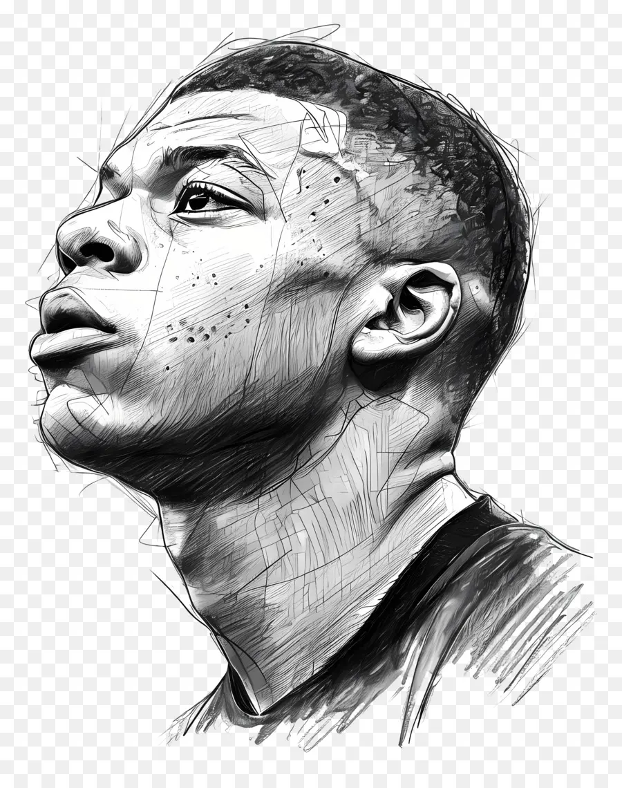 Kylian Mbappé，Dibujo A Lápiz PNG