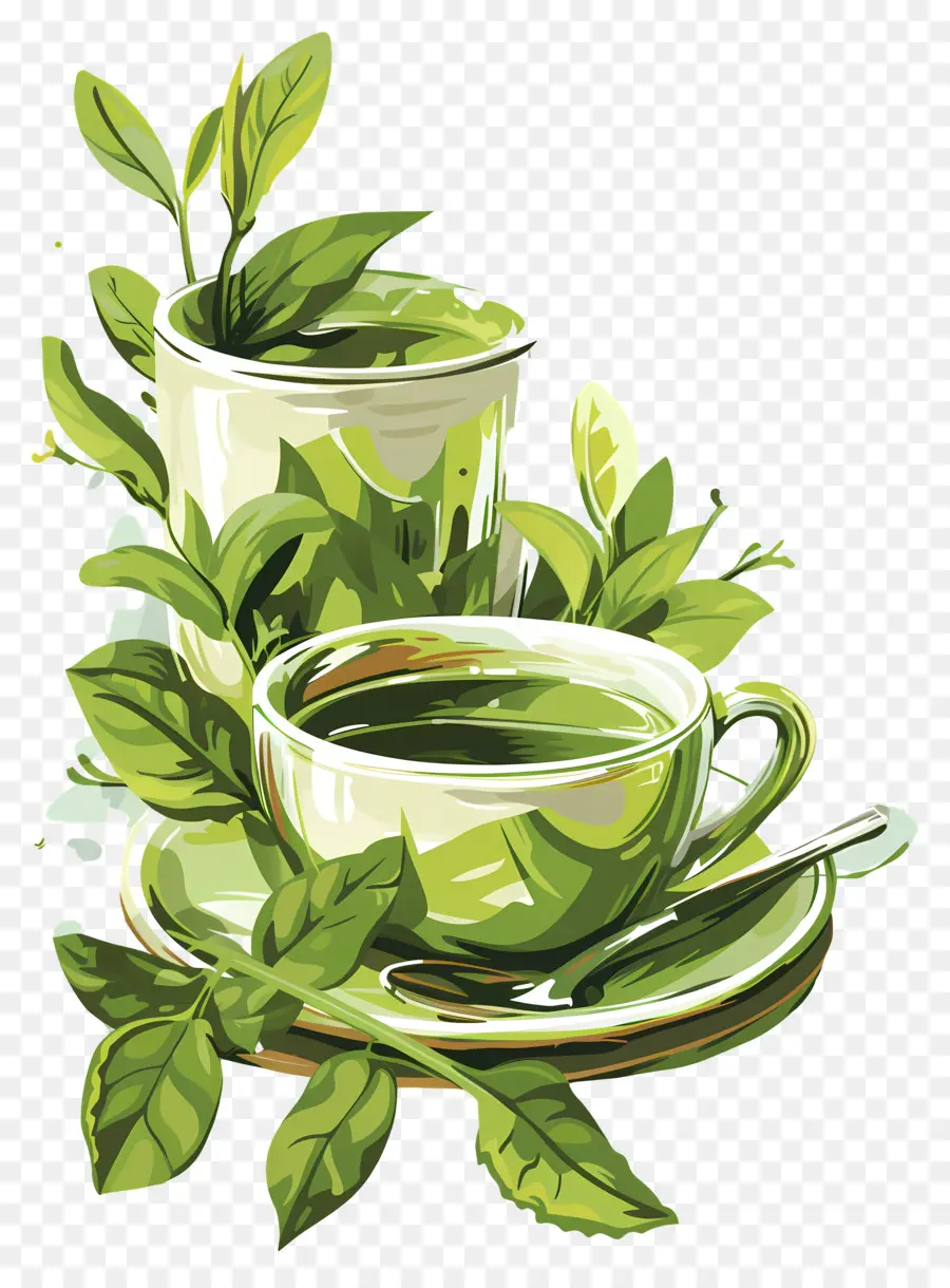 Té Verde，Pintura PNG