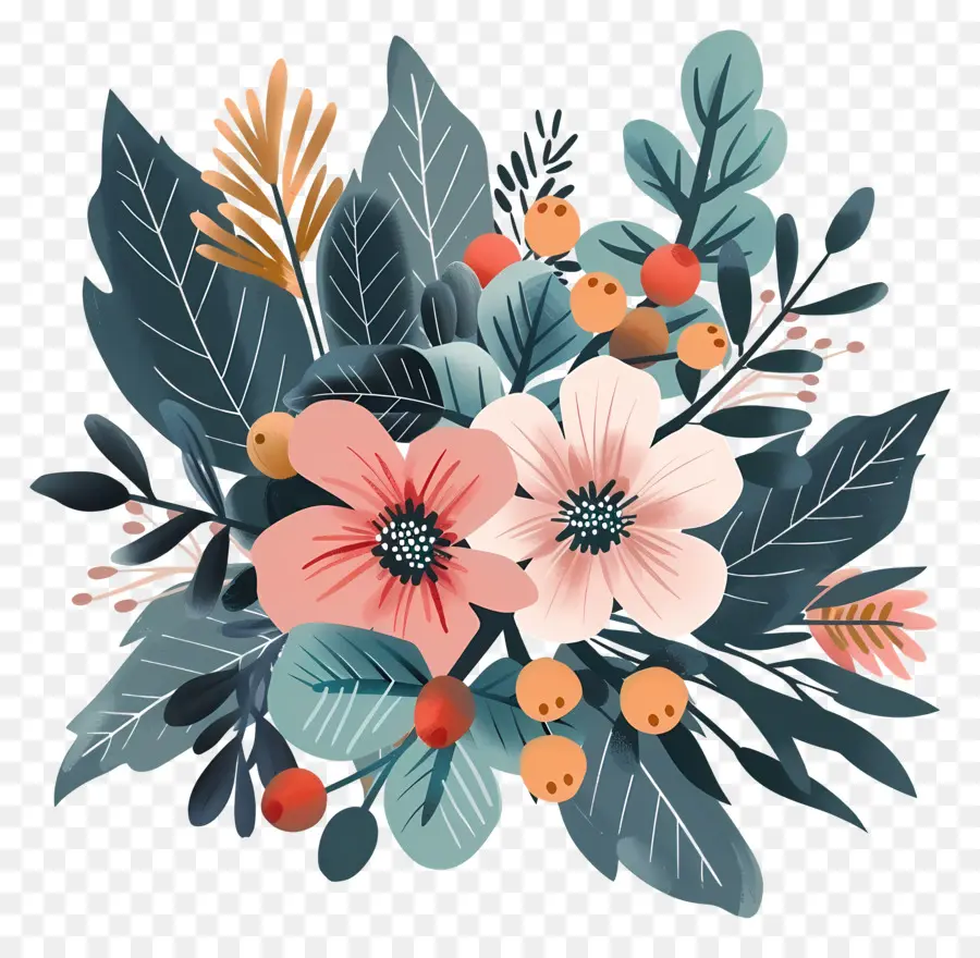 Flor De Invierno，Floral Ilustración PNG