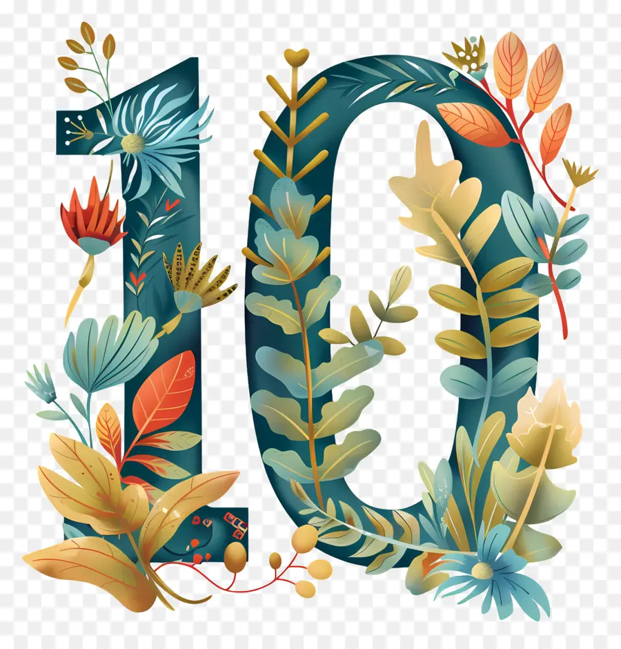 Número 10，10º Cumpleaños PNG