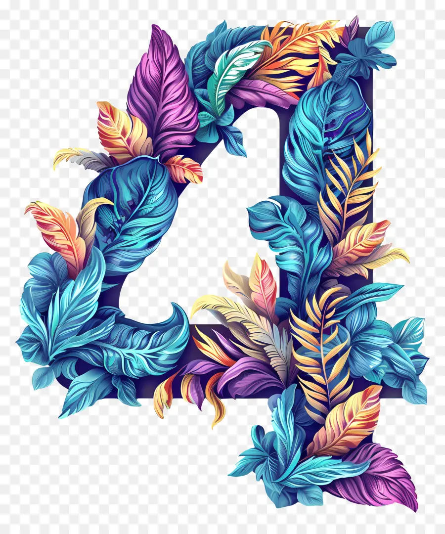 Número 4，Diseño Floral PNG