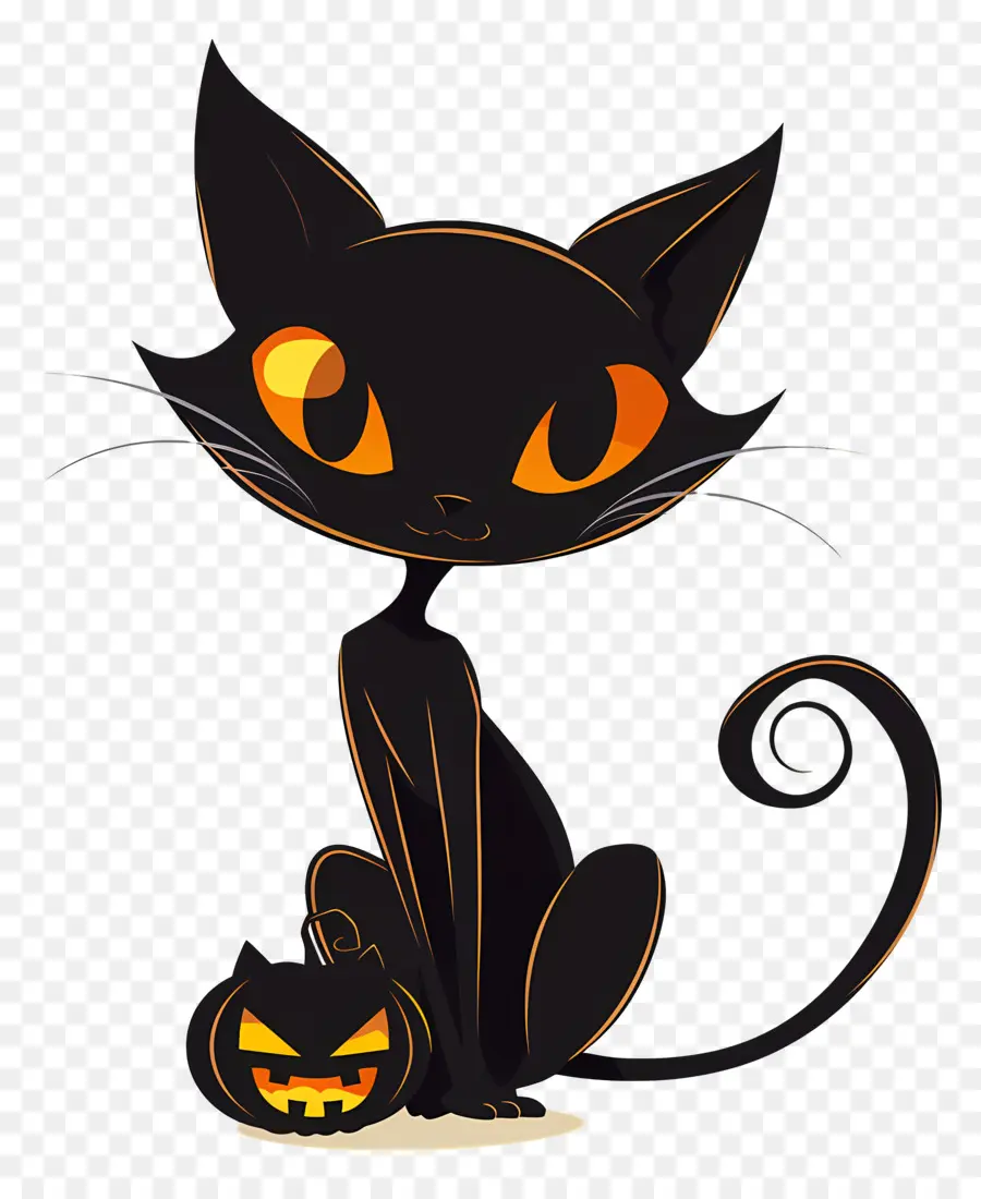Halloween Gato，Dibujos Animados Gato Negro PNG