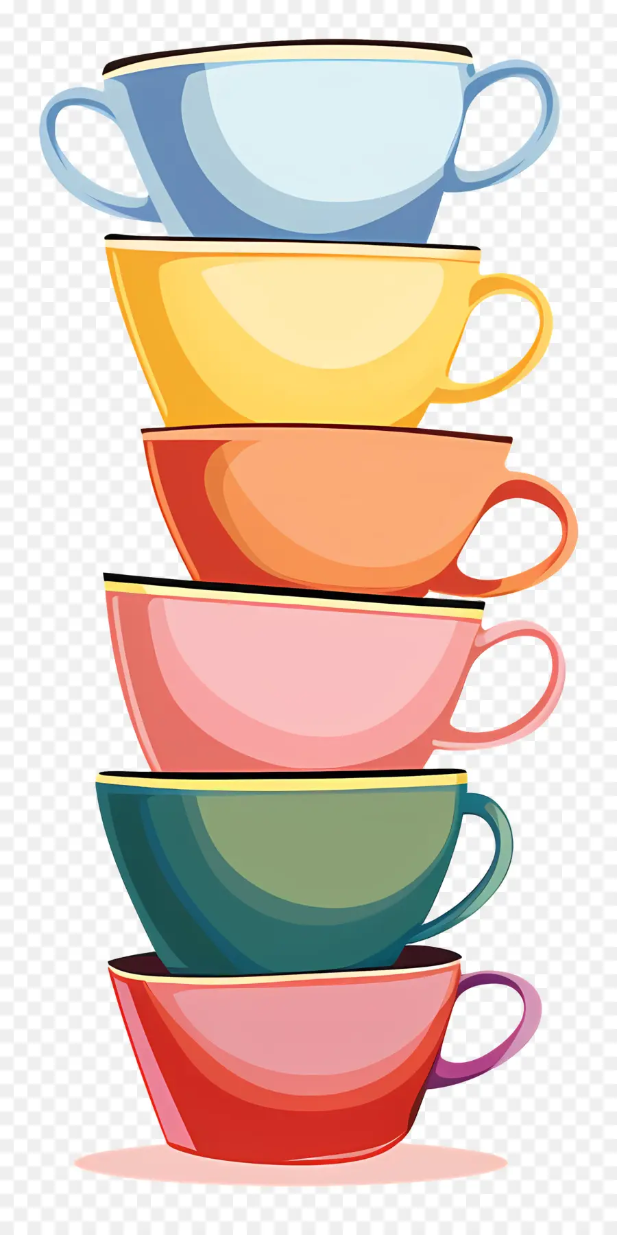 Pila De Tazas，Tazas Coloridas PNG