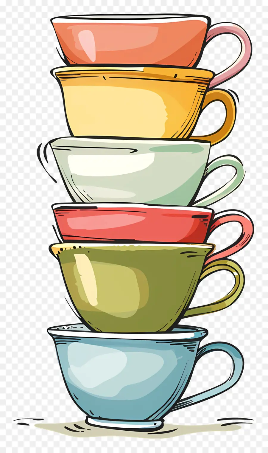 Pila De Tazas，Tazas Coloridas PNG