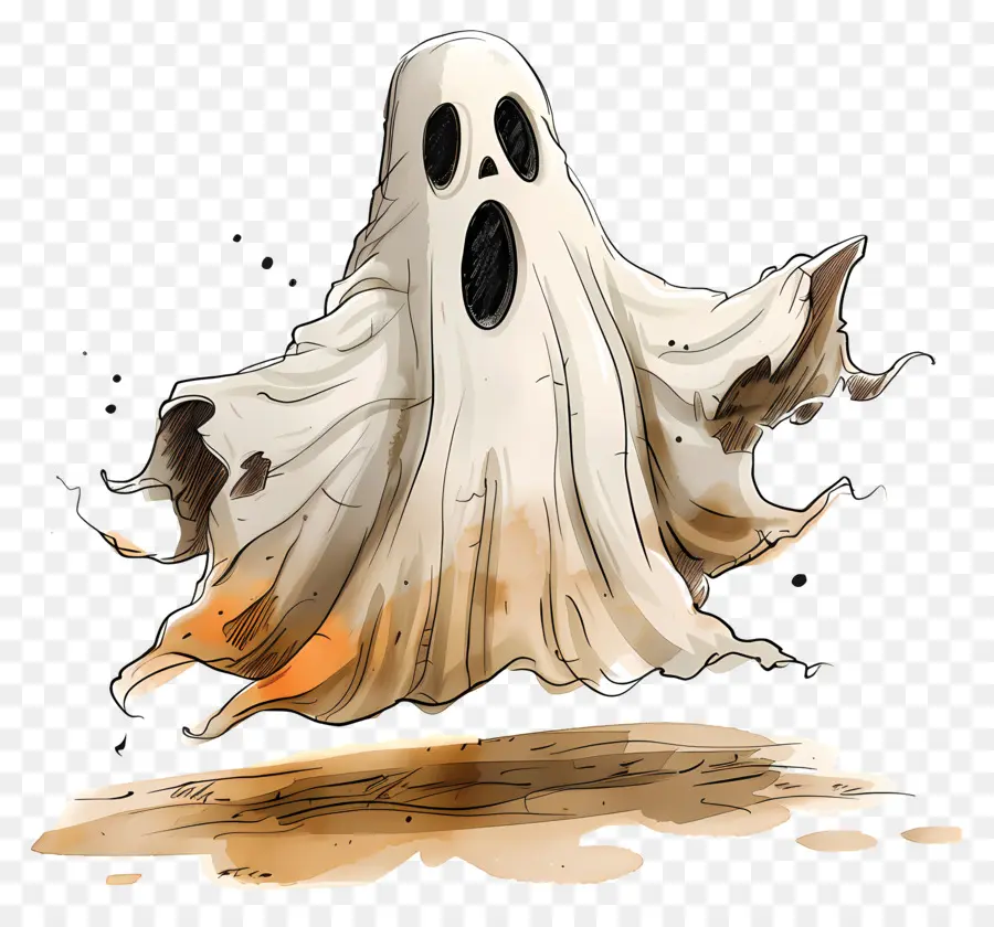 Halloween Fantasma，Pintura A La Acuarela PNG