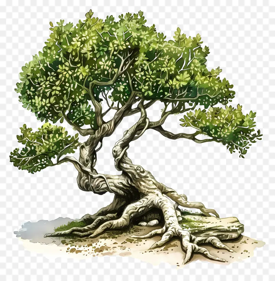 árbol Con Raíces，árbol De Los Bonsais PNG