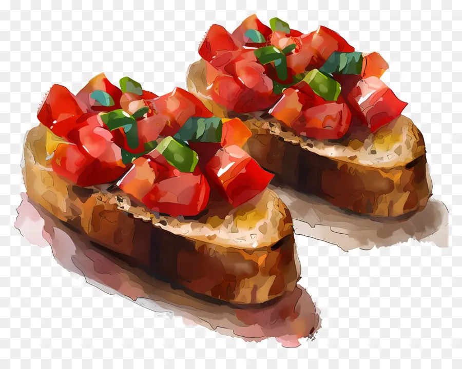 Bruschetta，Pintura A La Acuarela PNG