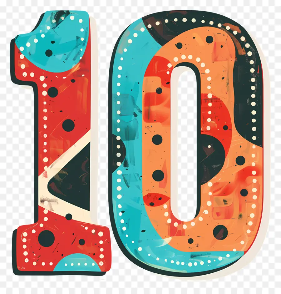 Número 10，Diseño Colorido PNG