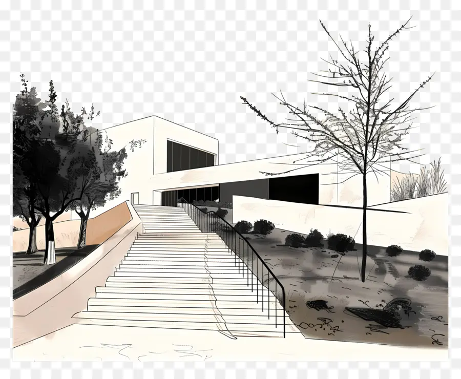 Paisaje De Museo，Edificio Moderno PNG