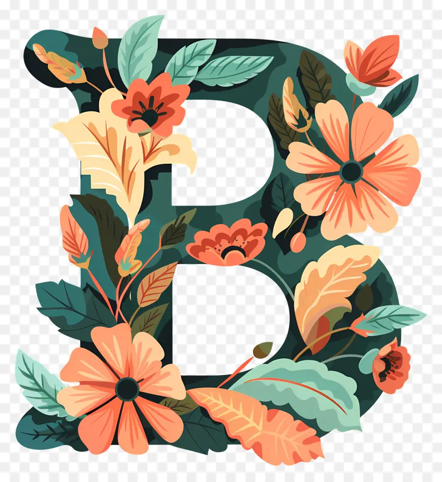 Letra B，Floral Carta PNG