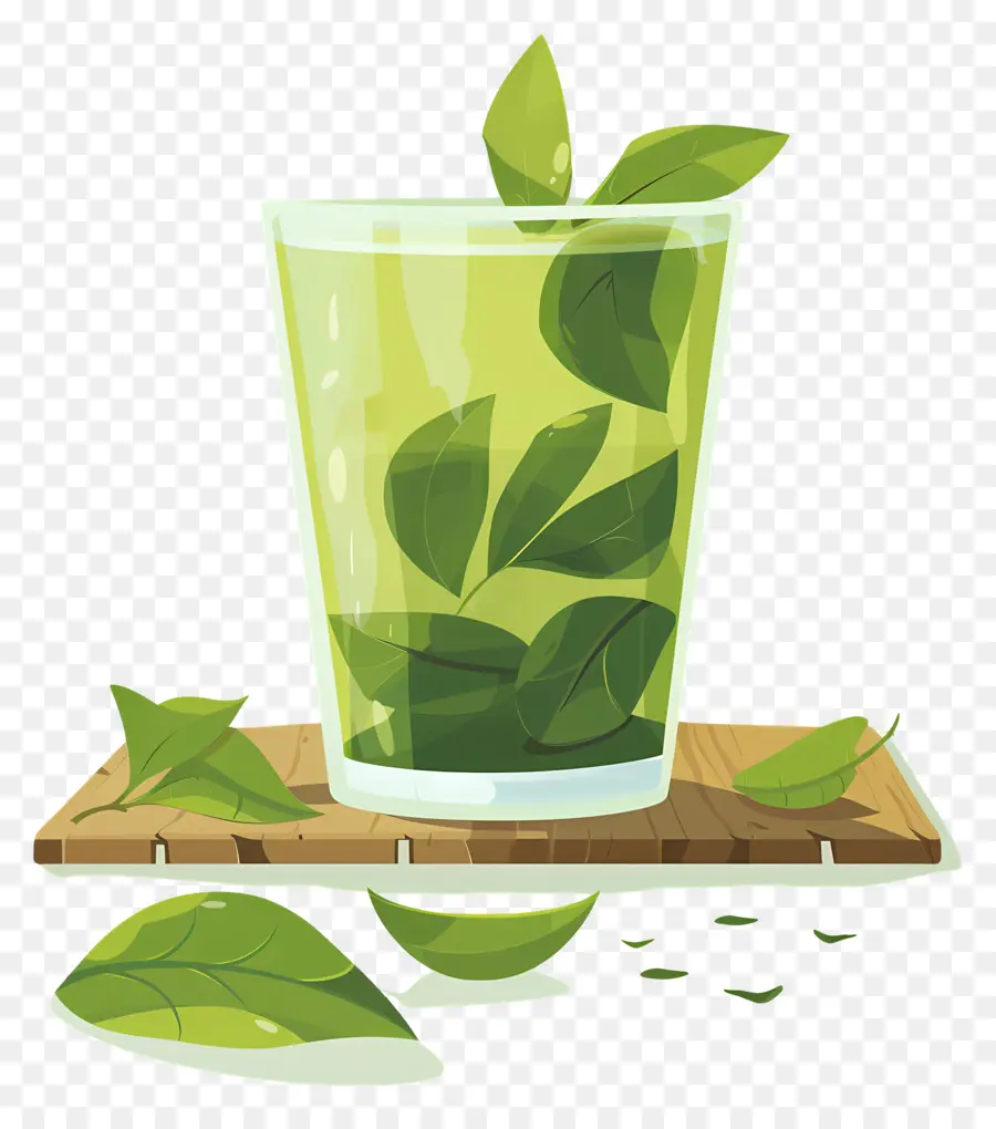 Té Verde，Bandeja De Madera PNG