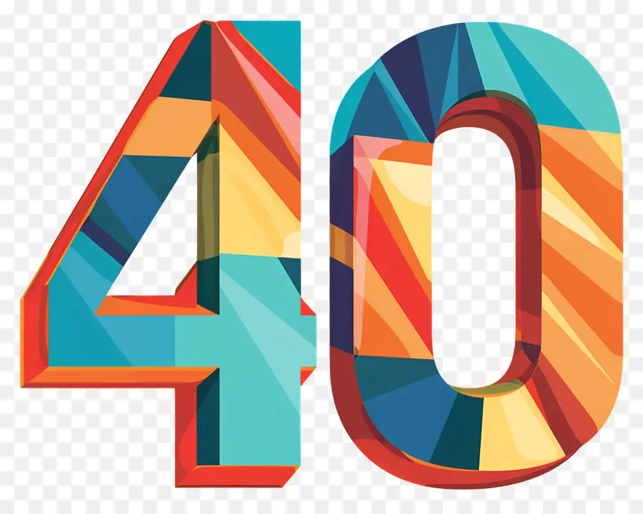 Número 40，Diseño Colorido PNG