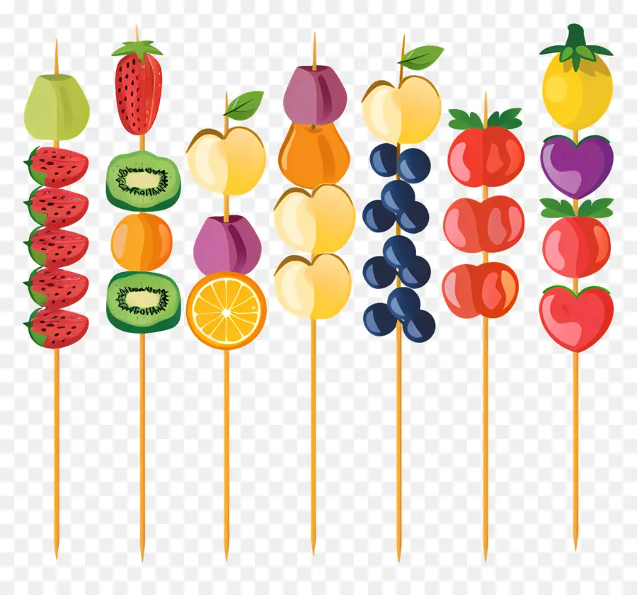 Brochetas De Fruta，Frutas Y Verduras PNG