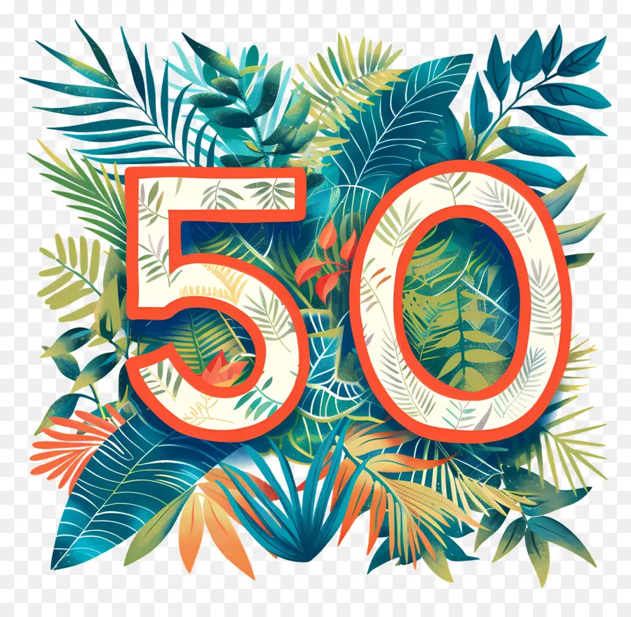 Número 50，Verde PNG