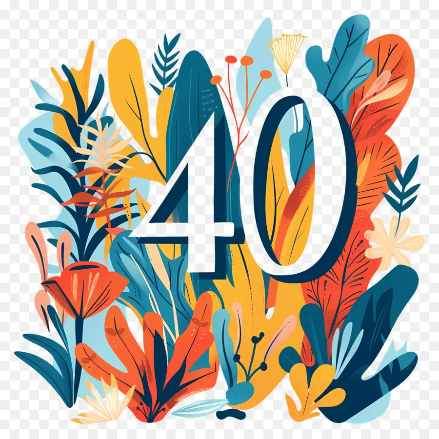 Número 40，Diseño Floral PNG