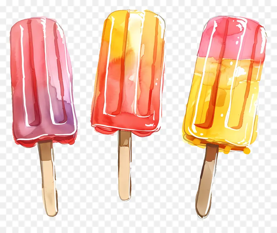 Las Paletas De Helado，Pinturas Acuarela PNG