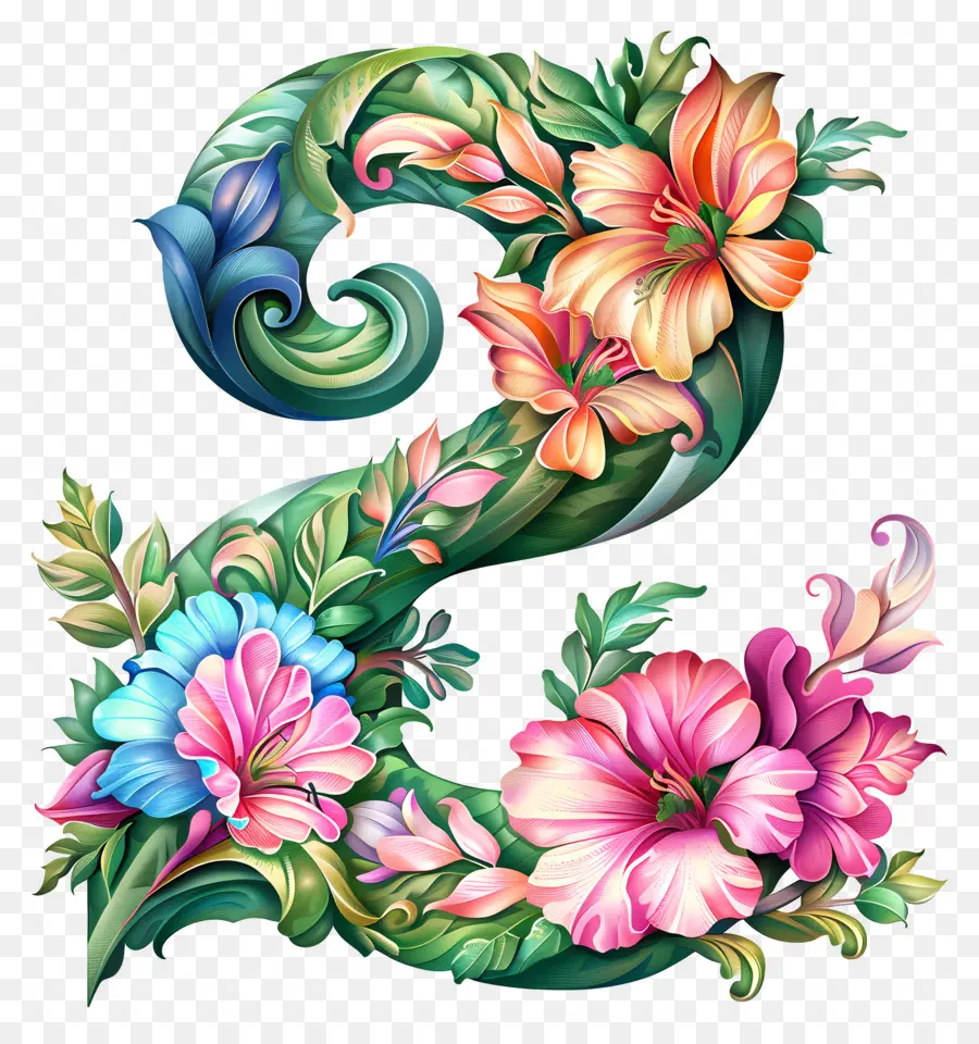 Número 2，Flower Art PNG