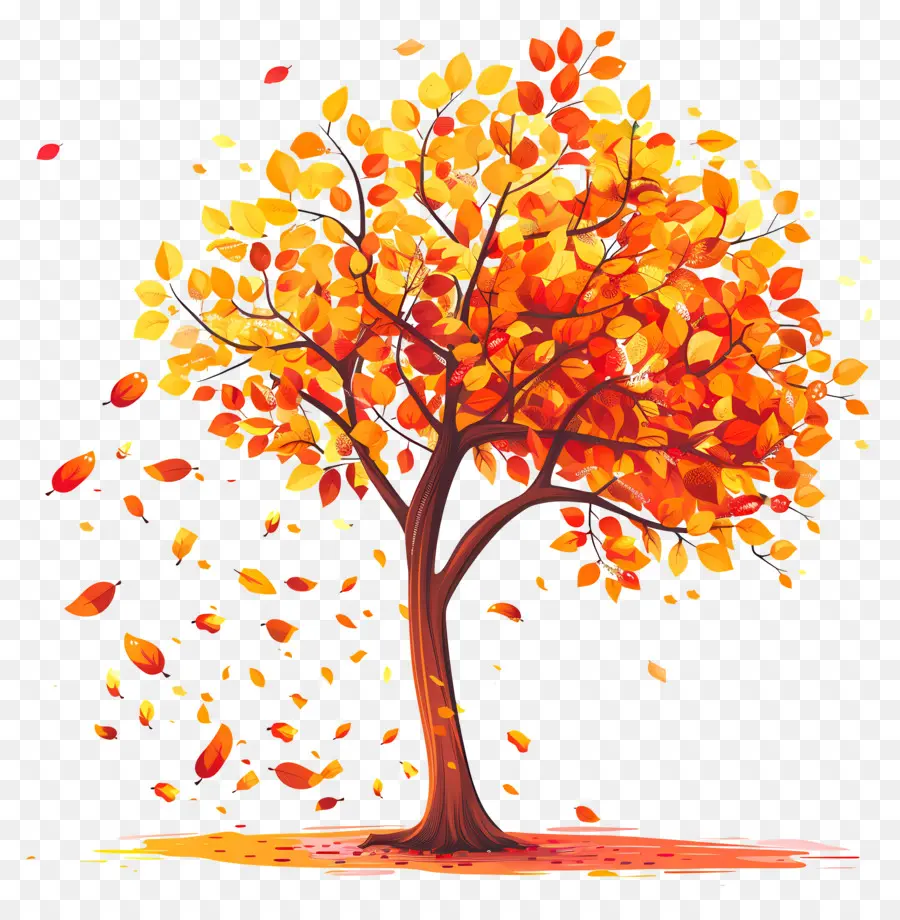 árbol De Otoño，La Caída De Las Hojas PNG