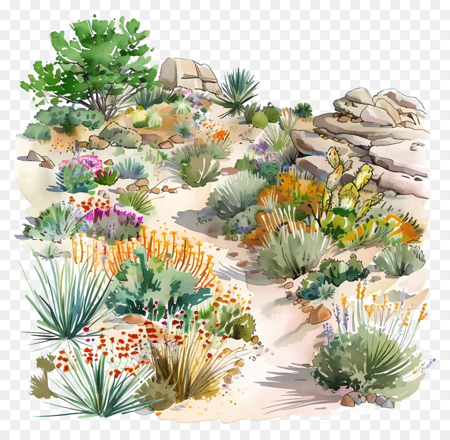 Jardín En El Desierto，Prado De Flores Silvestres PNG