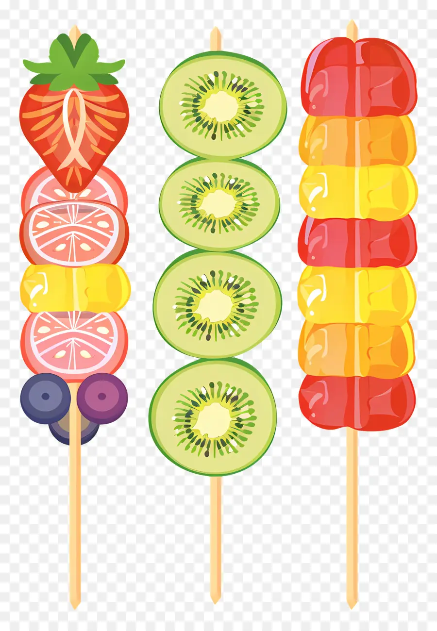 Brochetas De Frutas，Fresas PNG