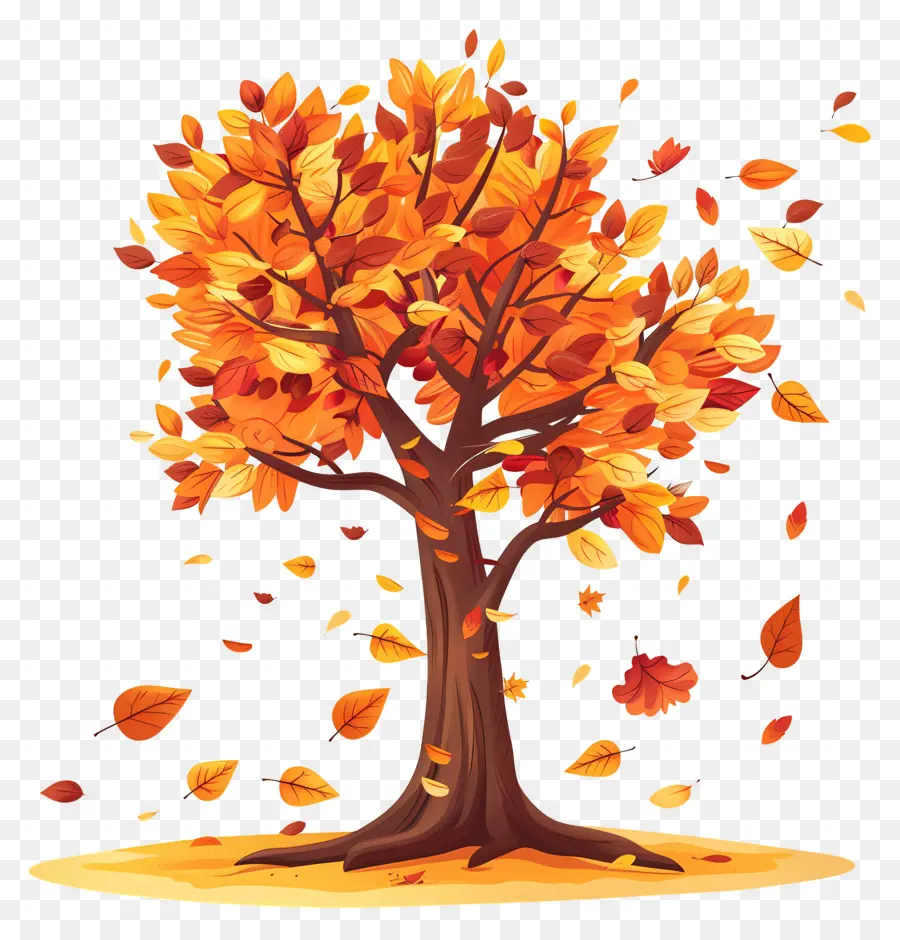 árbol De Otoño，La Caída De Las Hojas PNG