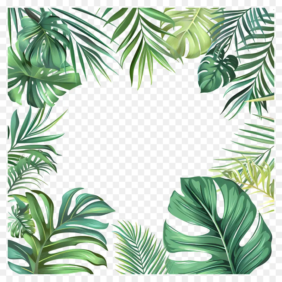 Borde De La Hoja Tropical，Floral De La Frontera PNG