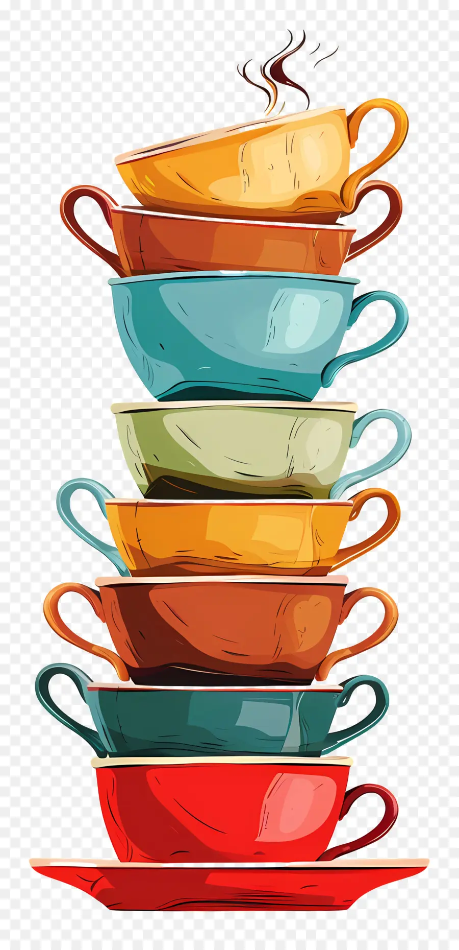 Pila De Tazas，Tazas De Colores PNG