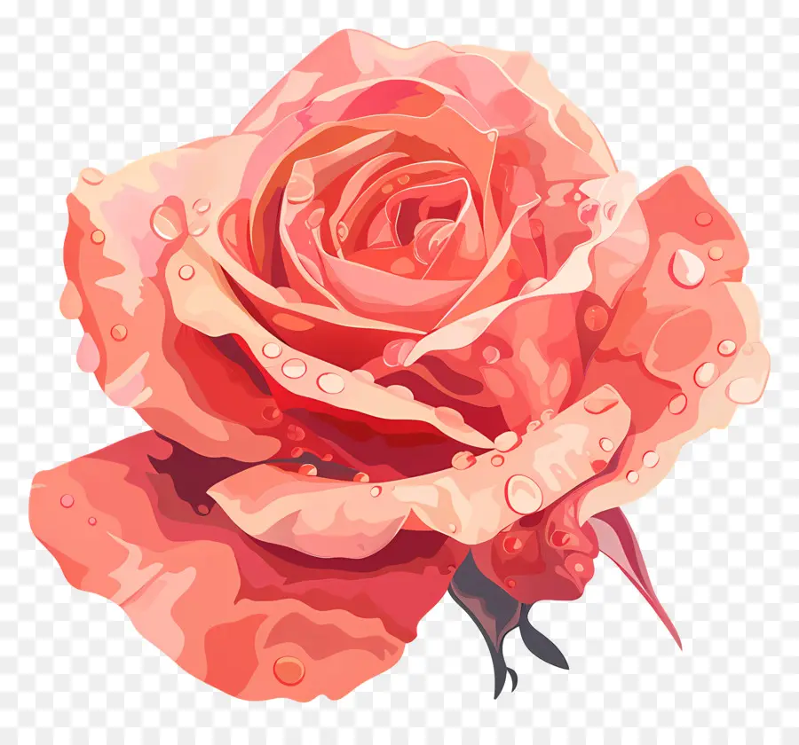 Rose Con Gotas De Rocío，Rosa PNG