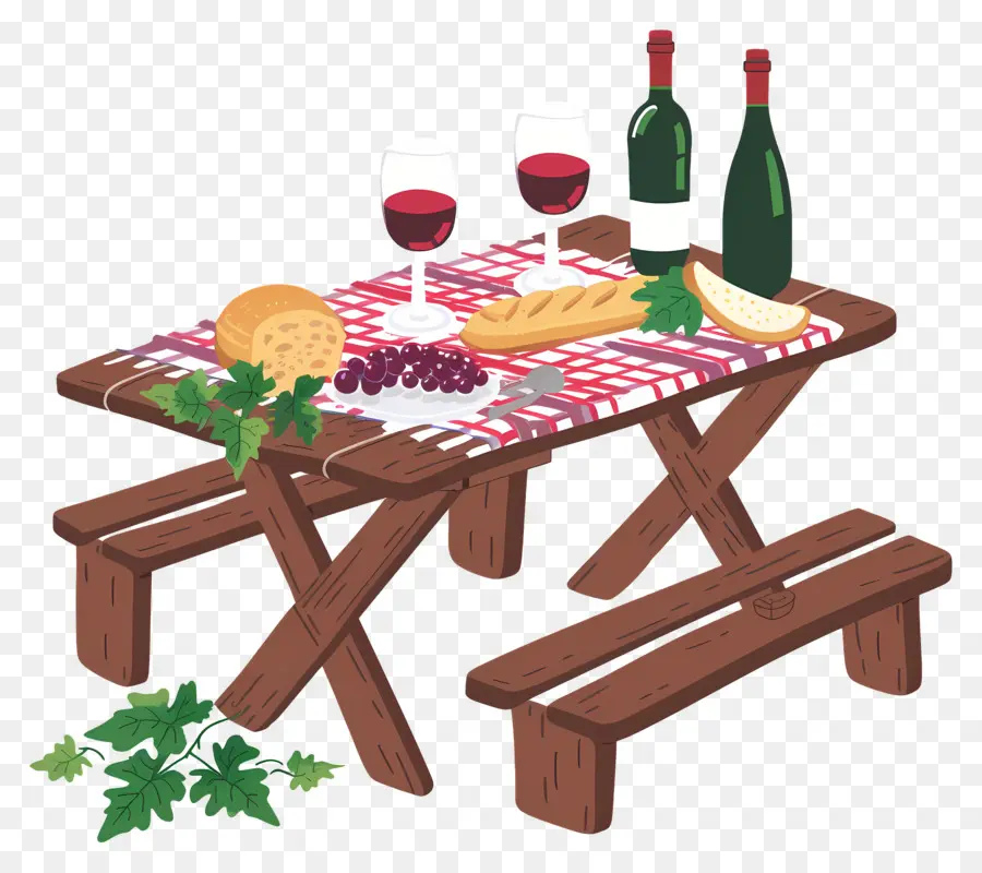 Mesa De Picnic，Copas De Vino PNG