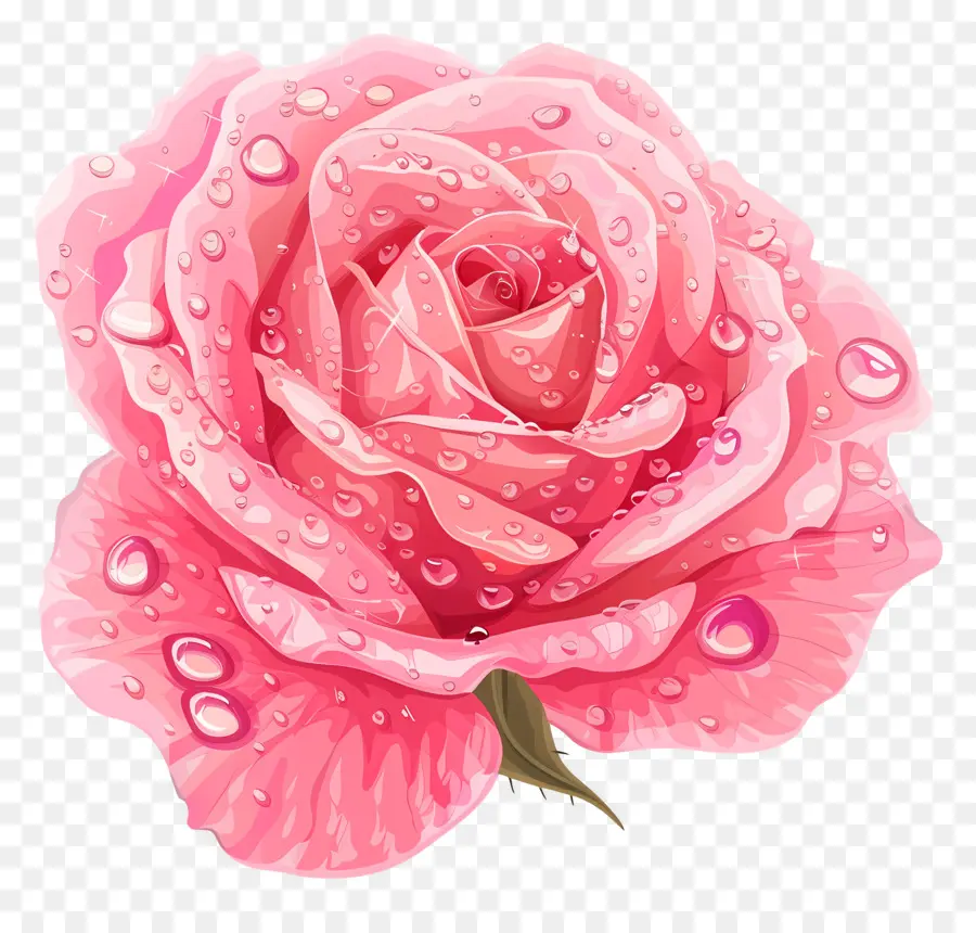 Rose Con Gotas De Rocío，Rosa Rosa PNG