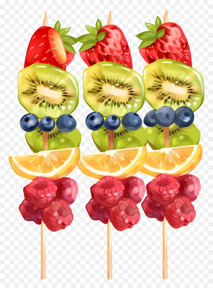 Brochetas De Frutas，Fresas PNG