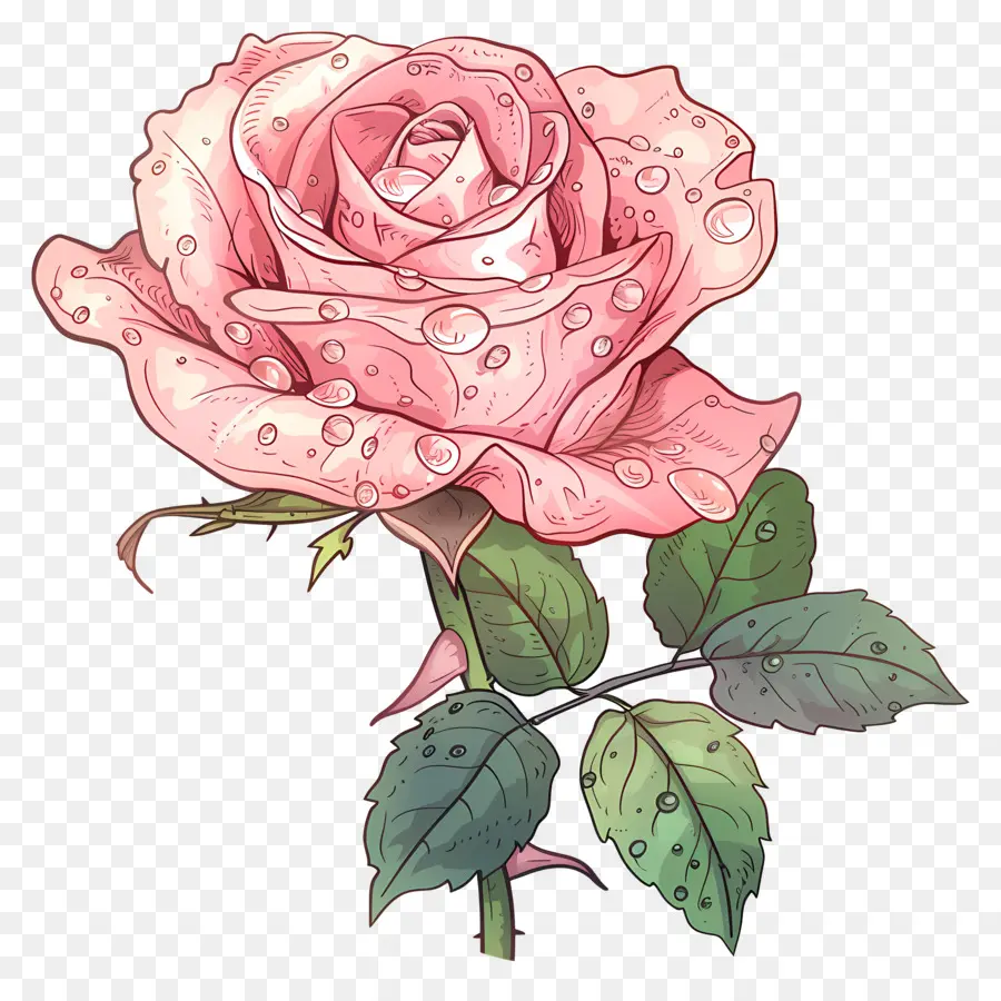 Rose Con Gotas De Rocío，Rosa Rosa PNG