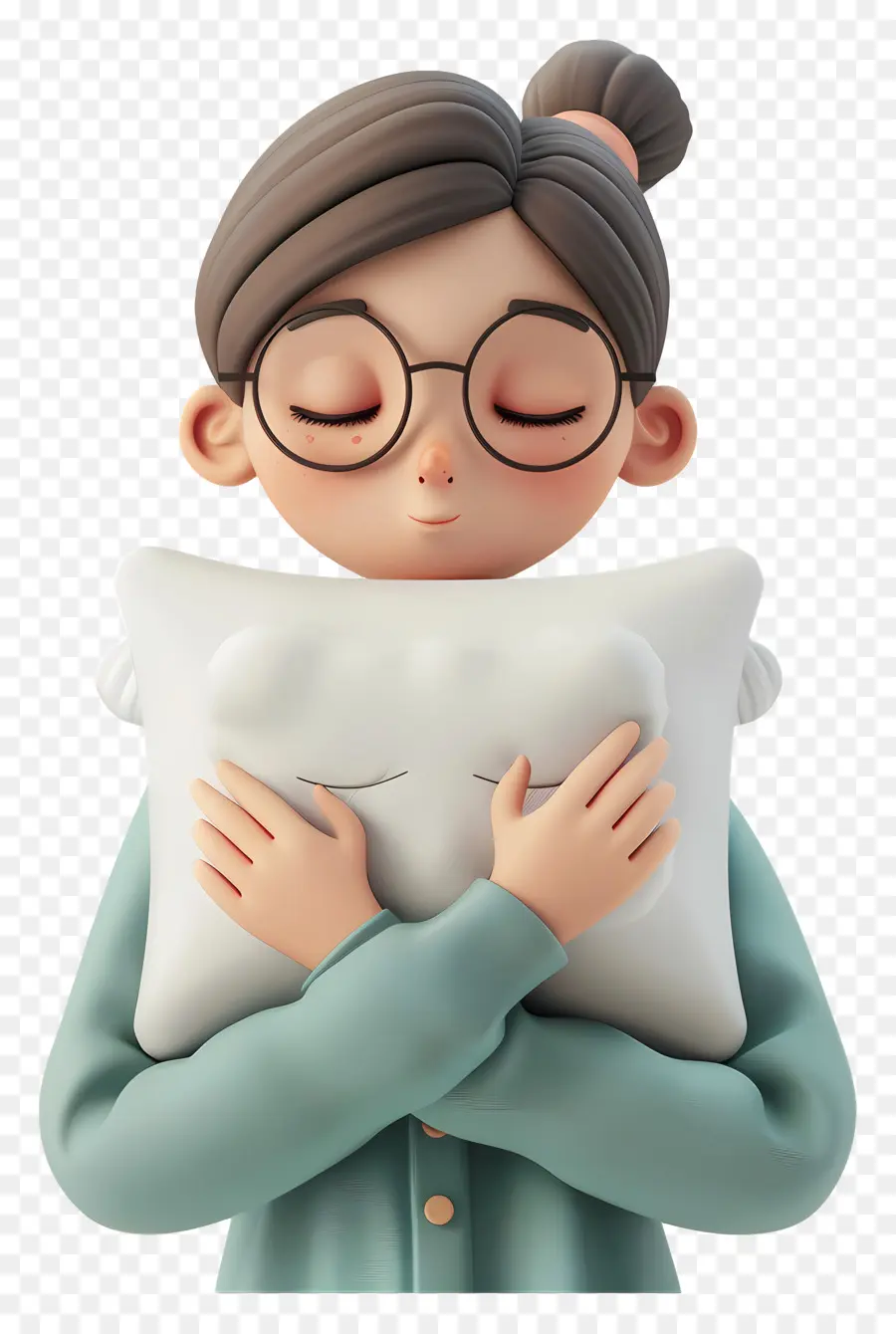 Mujer Soñolienta，Chica Con Almohada PNG