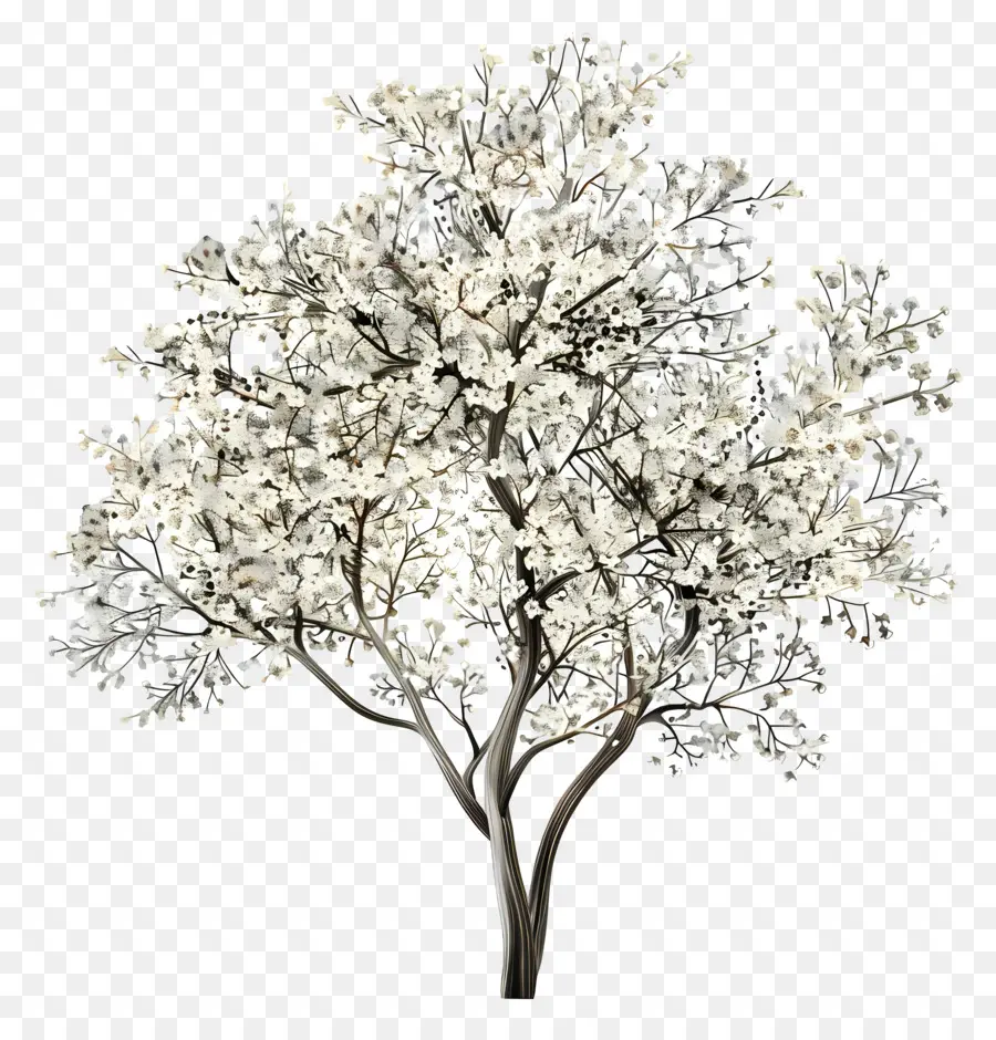 Árbol，Flores Blancas PNG