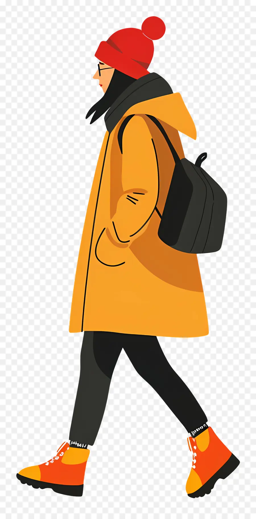 Mujer Que Camina，Abrigo Amarillo PNG