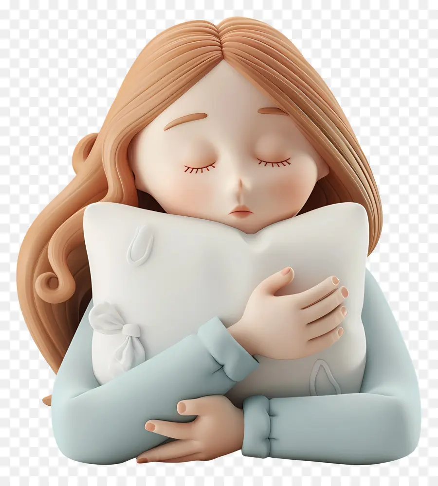 Mujer Soñolienta，Chica Con Almohada PNG