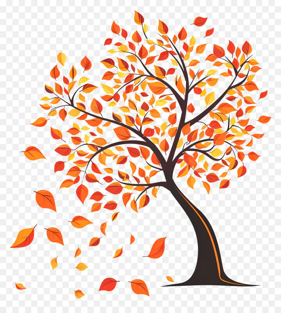 árbol De Otoño，La Caída De Las Hojas PNG