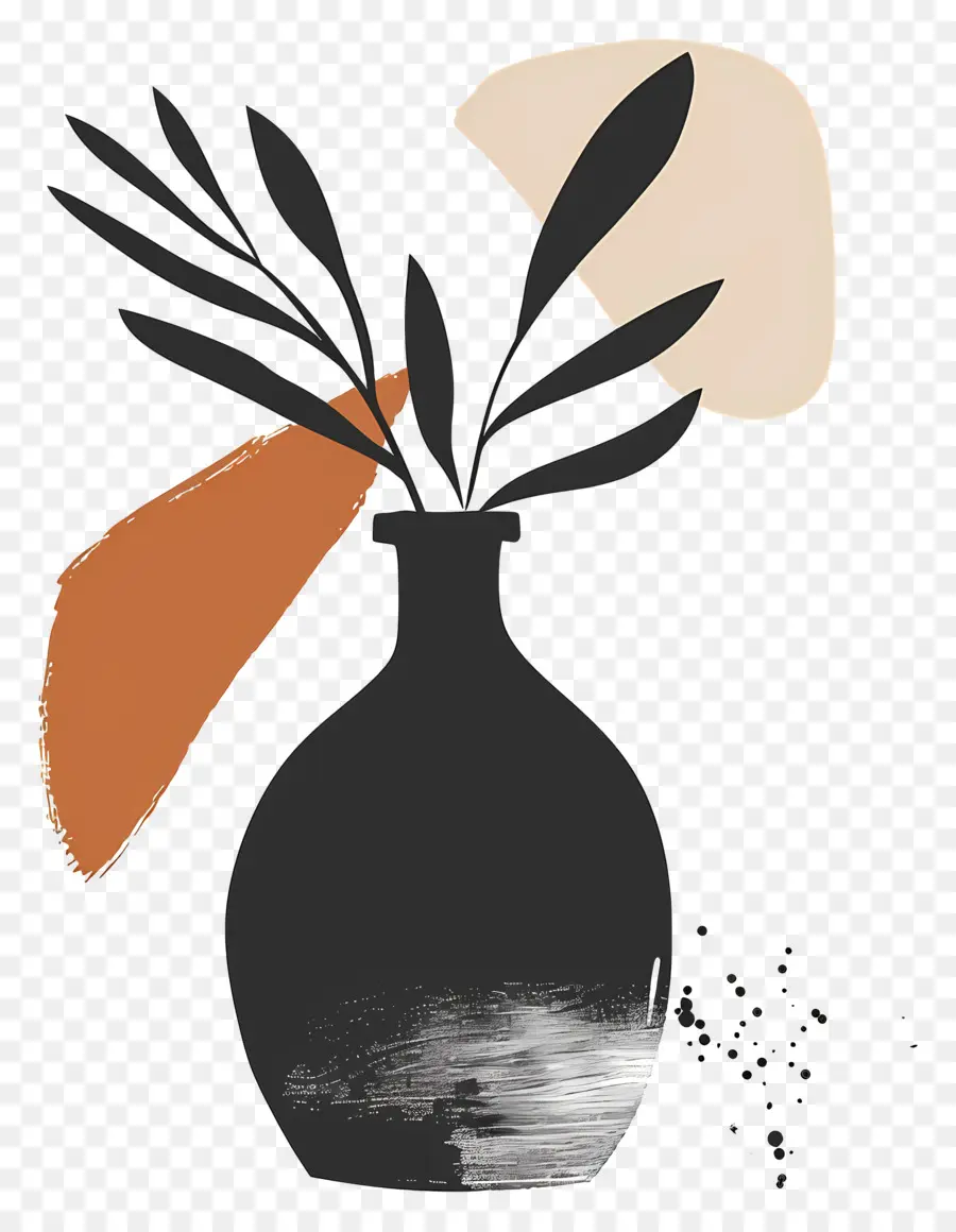 Silueta De Florero，Florero Con Hojas PNG