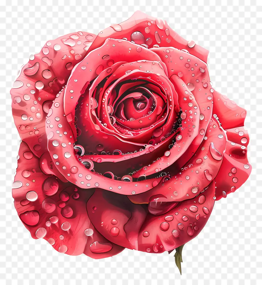 Rose Con Gotas De Rocío，Rosa Roja PNG