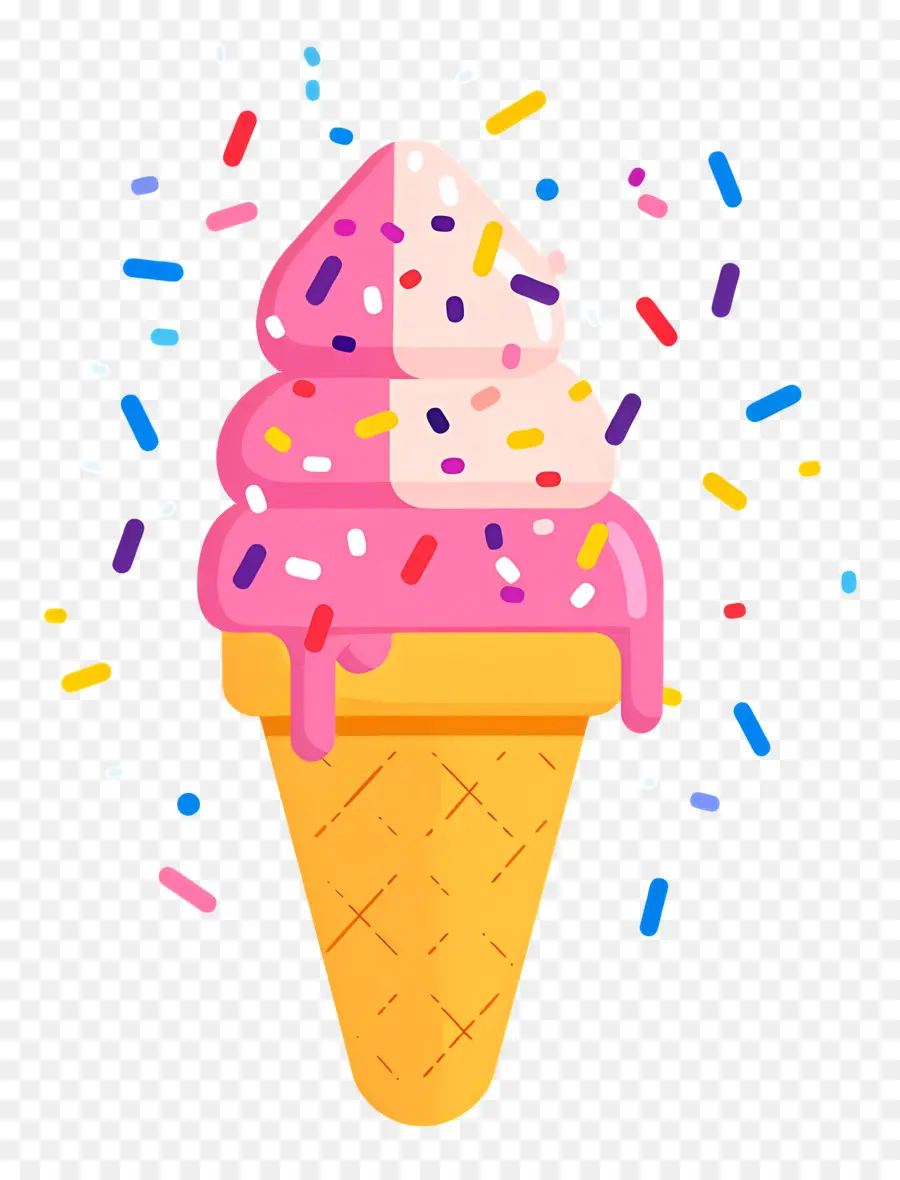 Helado Con Chispas，Cono De Helado Rosa PNG