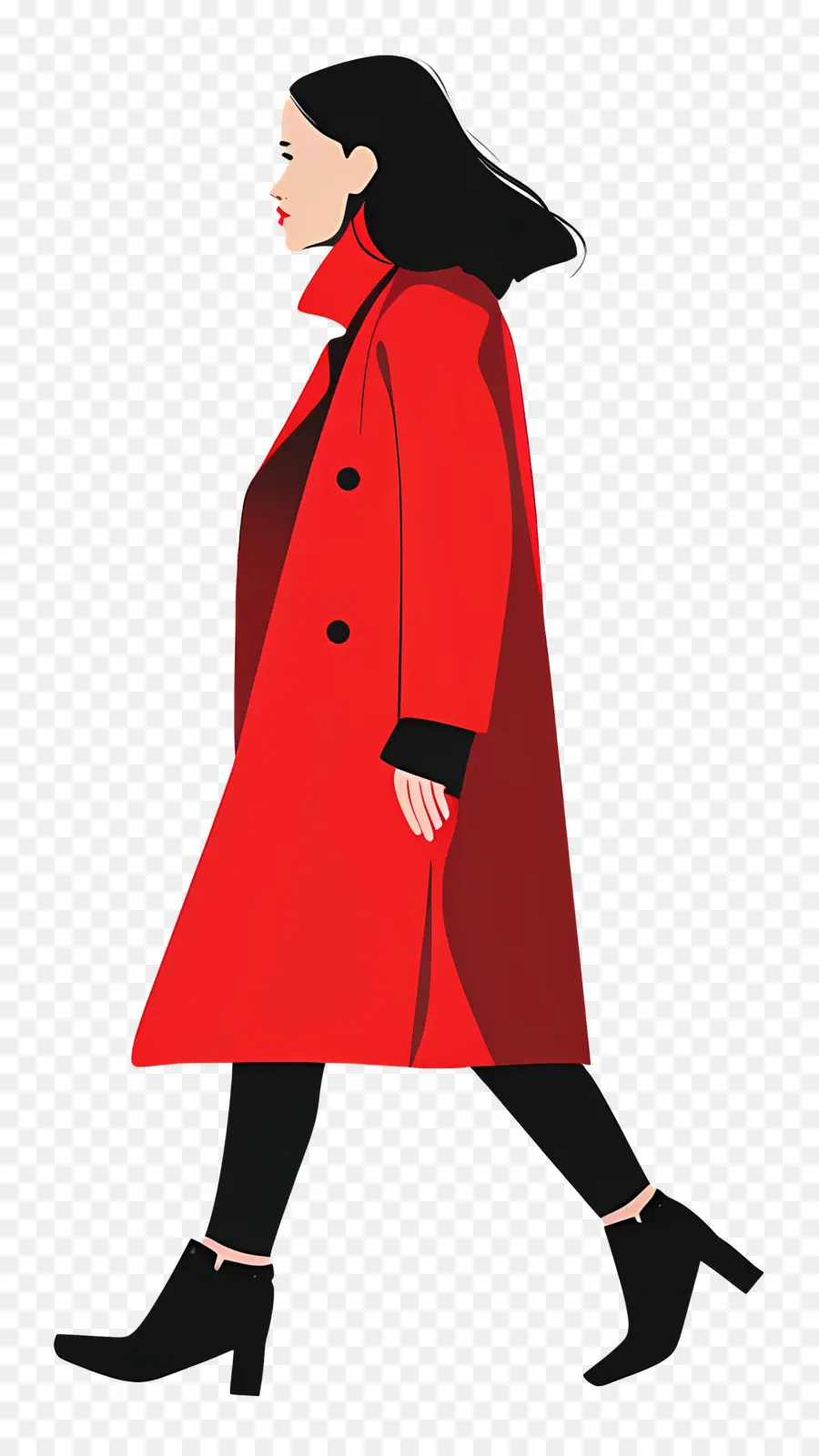 Mujer Caminando，Mujer En Abrigo Rojo PNG