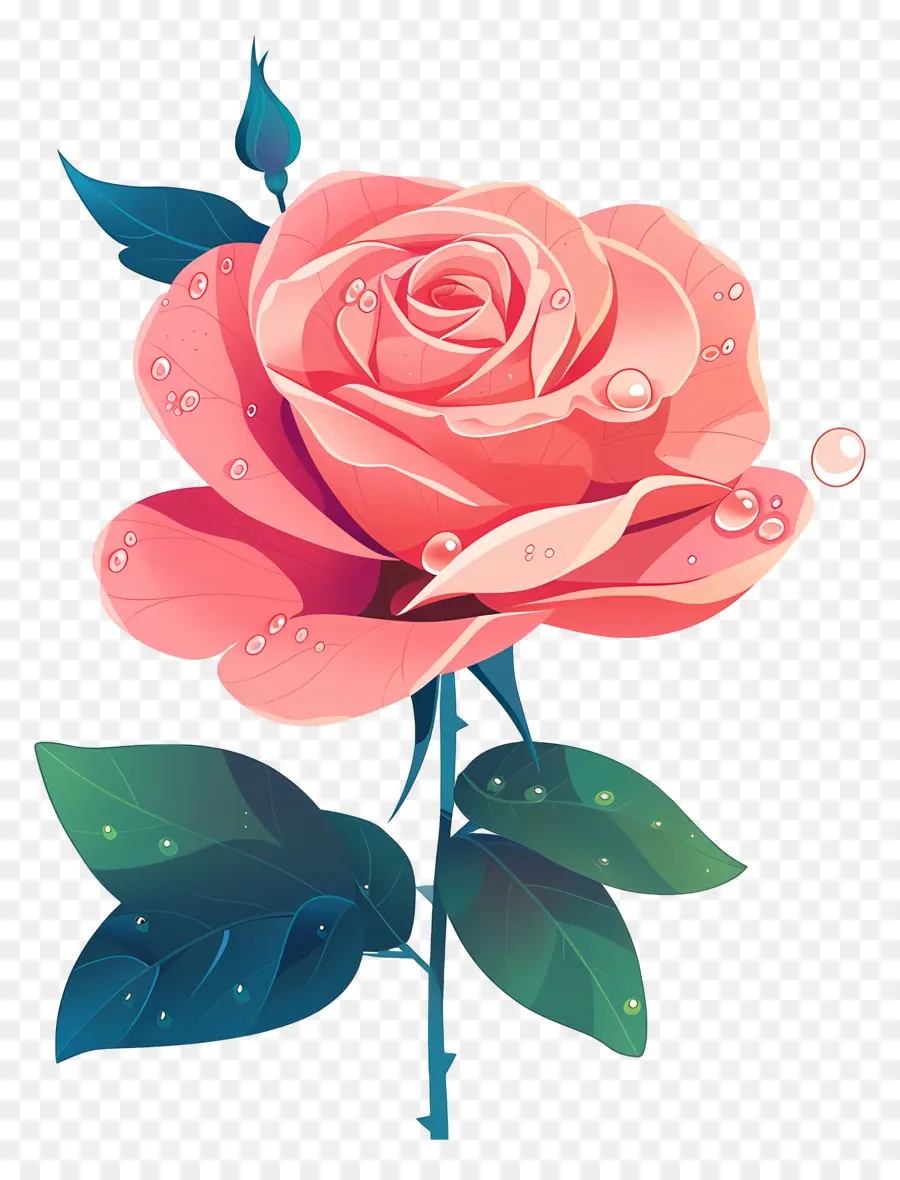 Rose Con Gotas De Rocío，Rosa PNG