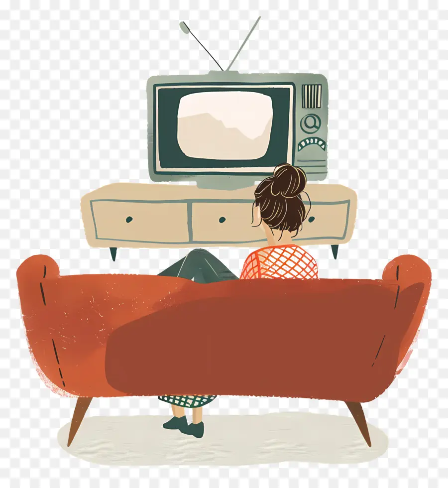 Mujer，Viendo La Televisión PNG